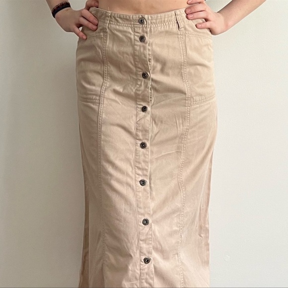 Lauren Ralph Lauren Dresses & Skirts - Ralph Lauren Long A Line Front Button Cotton Skirt Cream